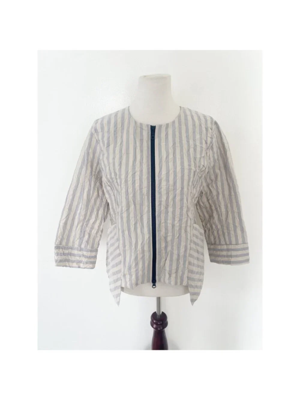 Kozan Crinkle Striped Zipper Top / Blazer - Picture 2 of 12